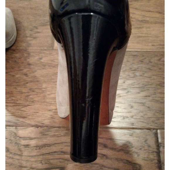 Moschino Size 7.5 Cheap and Chic Peep Toe Heels Suede & Patent Leather Italy - Picture 6 of 16